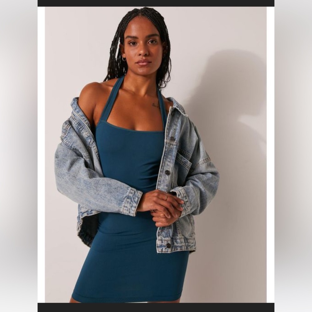 NWOT L/XL Free People Taking Sides Body Con Slip Intimately dress teal